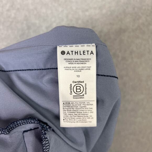 Athleta Allure Navy Blue Avenue Wide Leg Crop Pants Size 10 - Picture 10 of 10